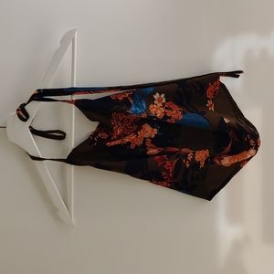 Nasty Gal Halter Tie Open Back Floral Green Backless Summer